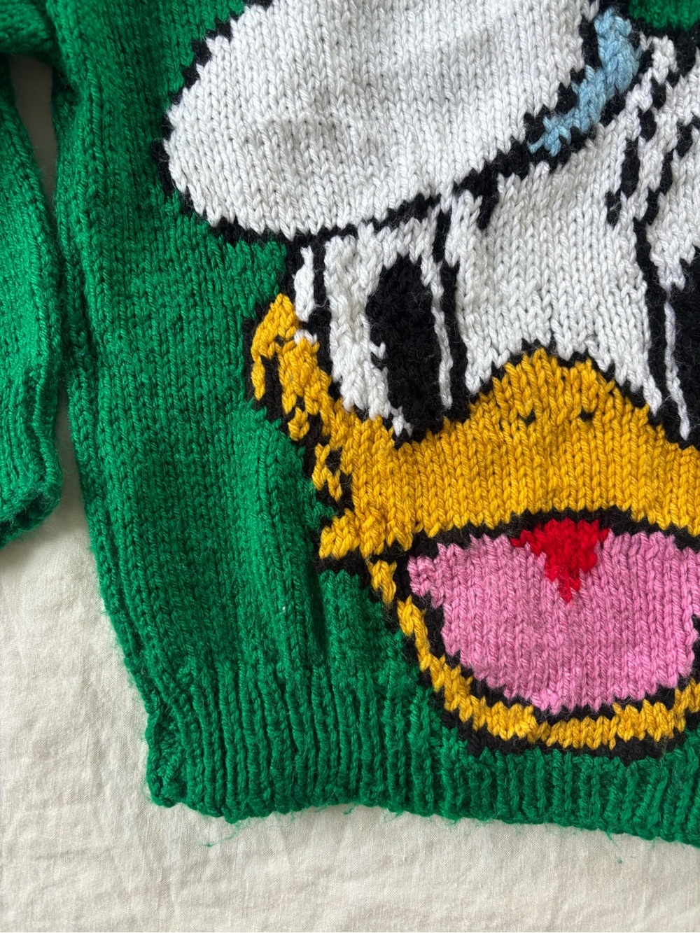 Hand knit Donald Duck Disney sweater Mickey Mouse character 90s kids - Picture 3 of 3